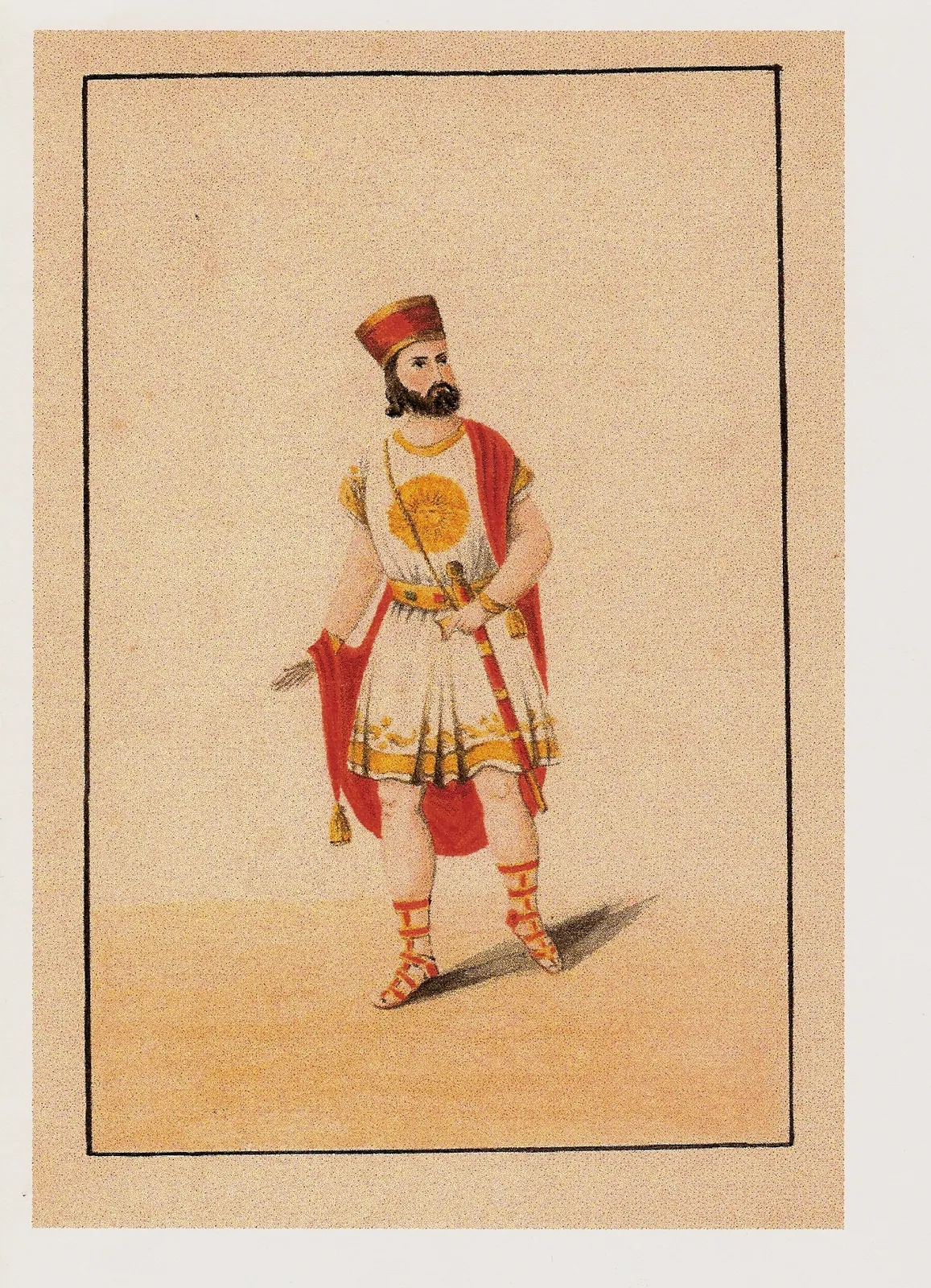 Aquarelle d'un costume de scène à l'orientale